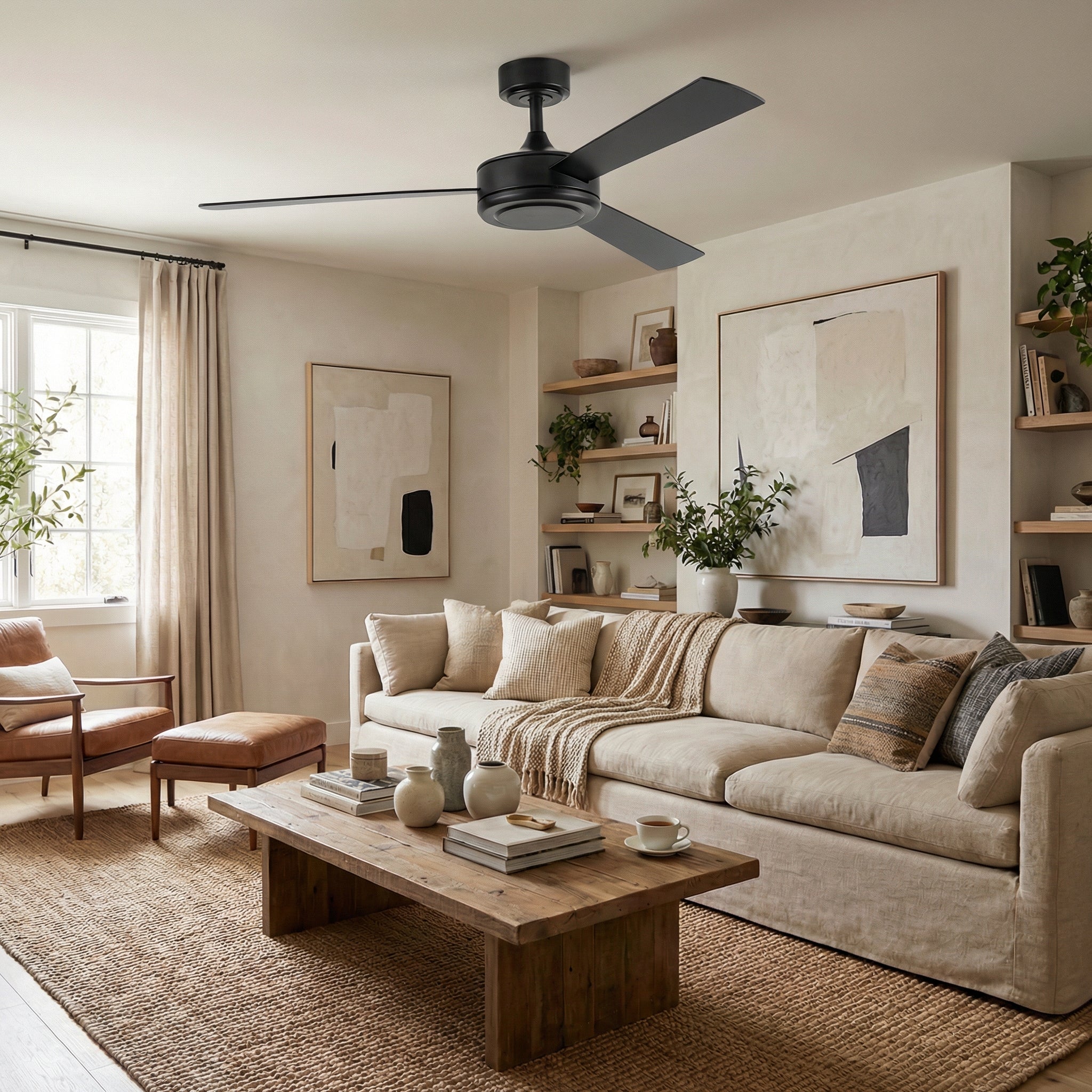 52" Midtown Industrial DC Motor Downrod Mount Reversible Ceiling Fan With Remote Control