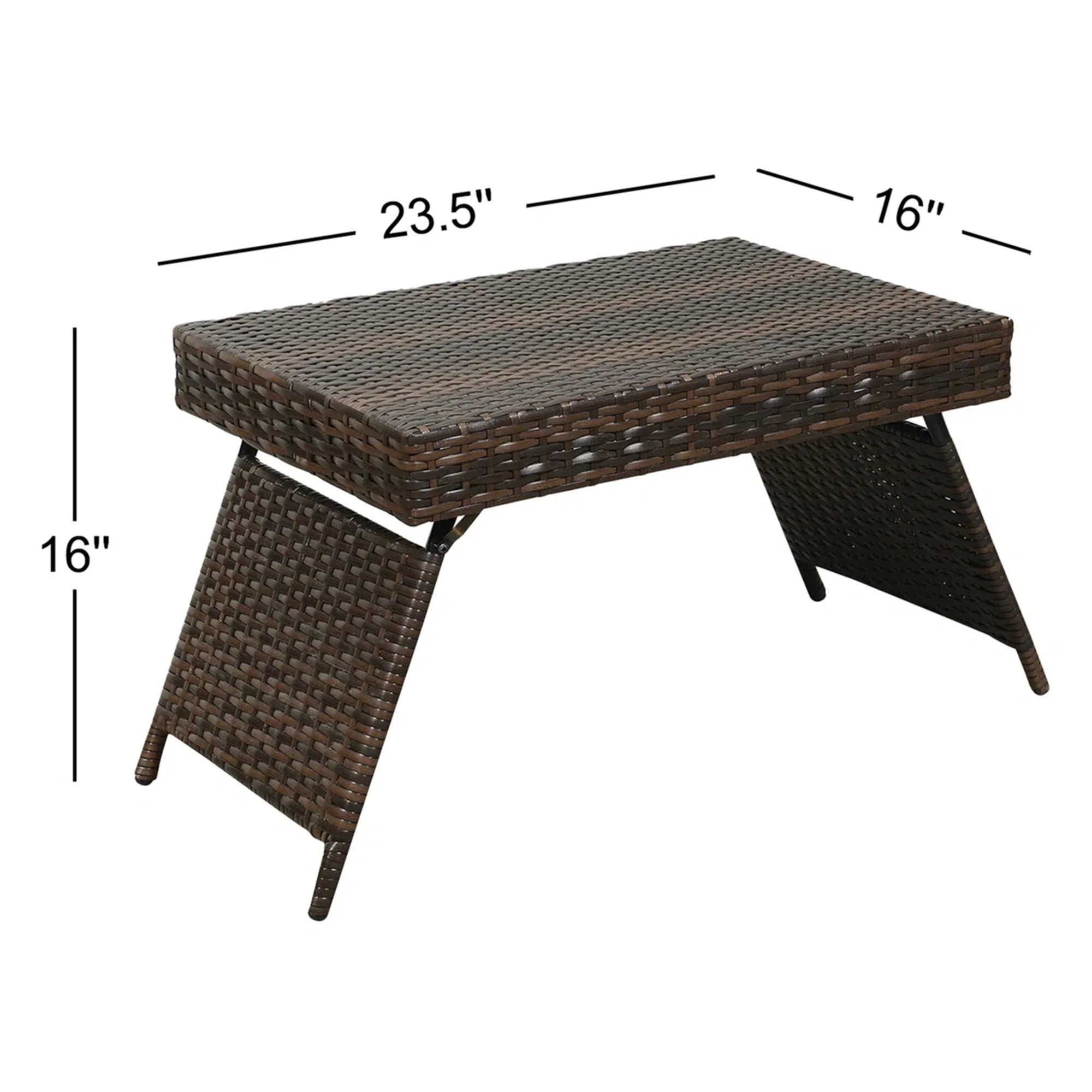 23.5" Portable Outdoor Folding Wicker Table
