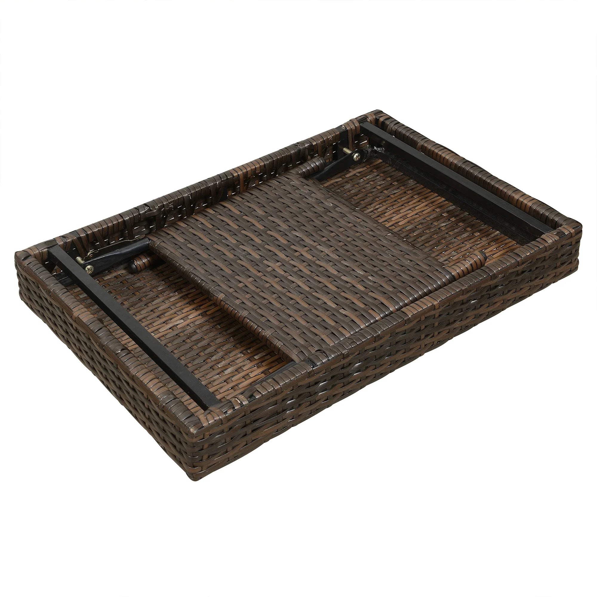 23.5" Portable Outdoor Folding Wicker Table