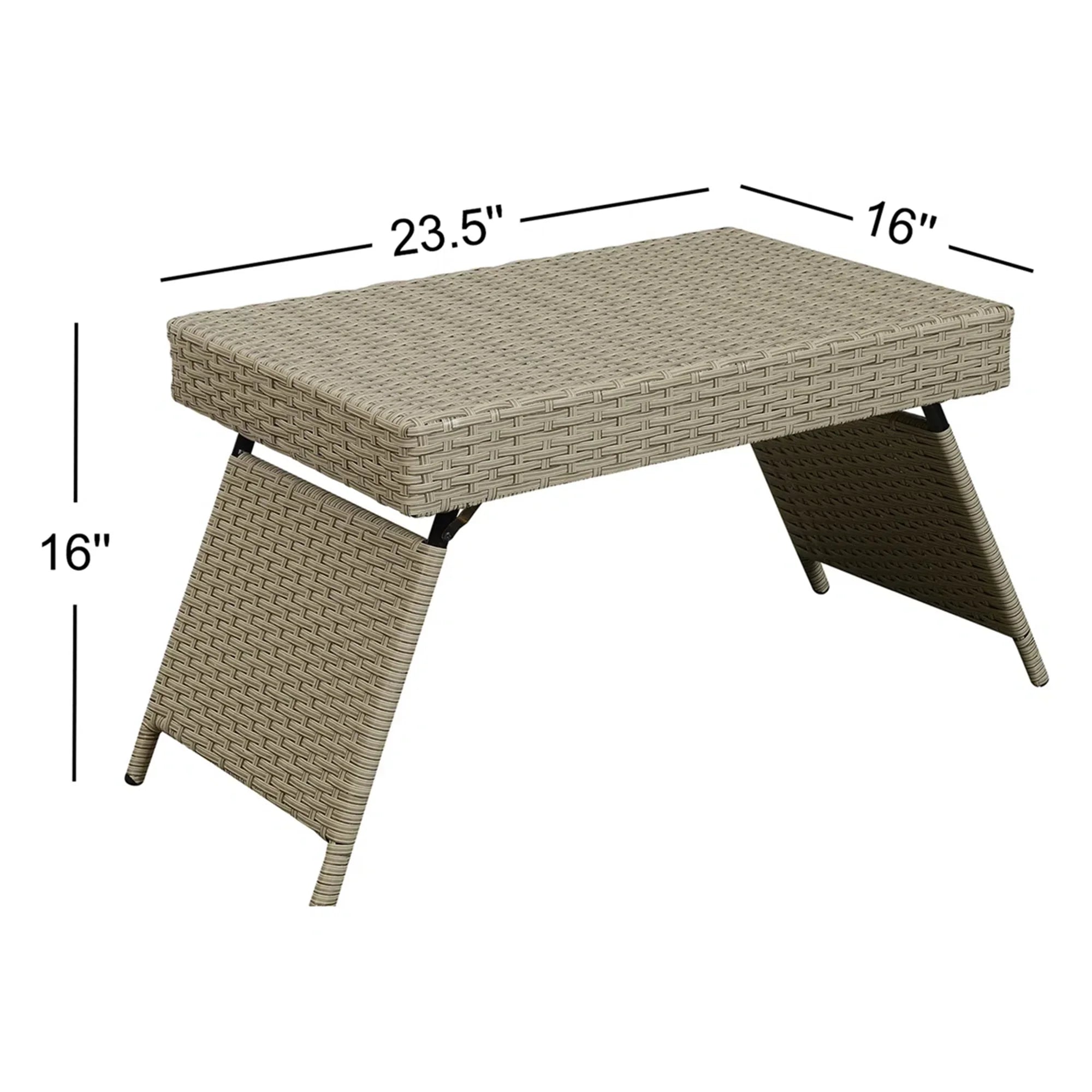 23.5" Portable Outdoor Folding Wicker Table