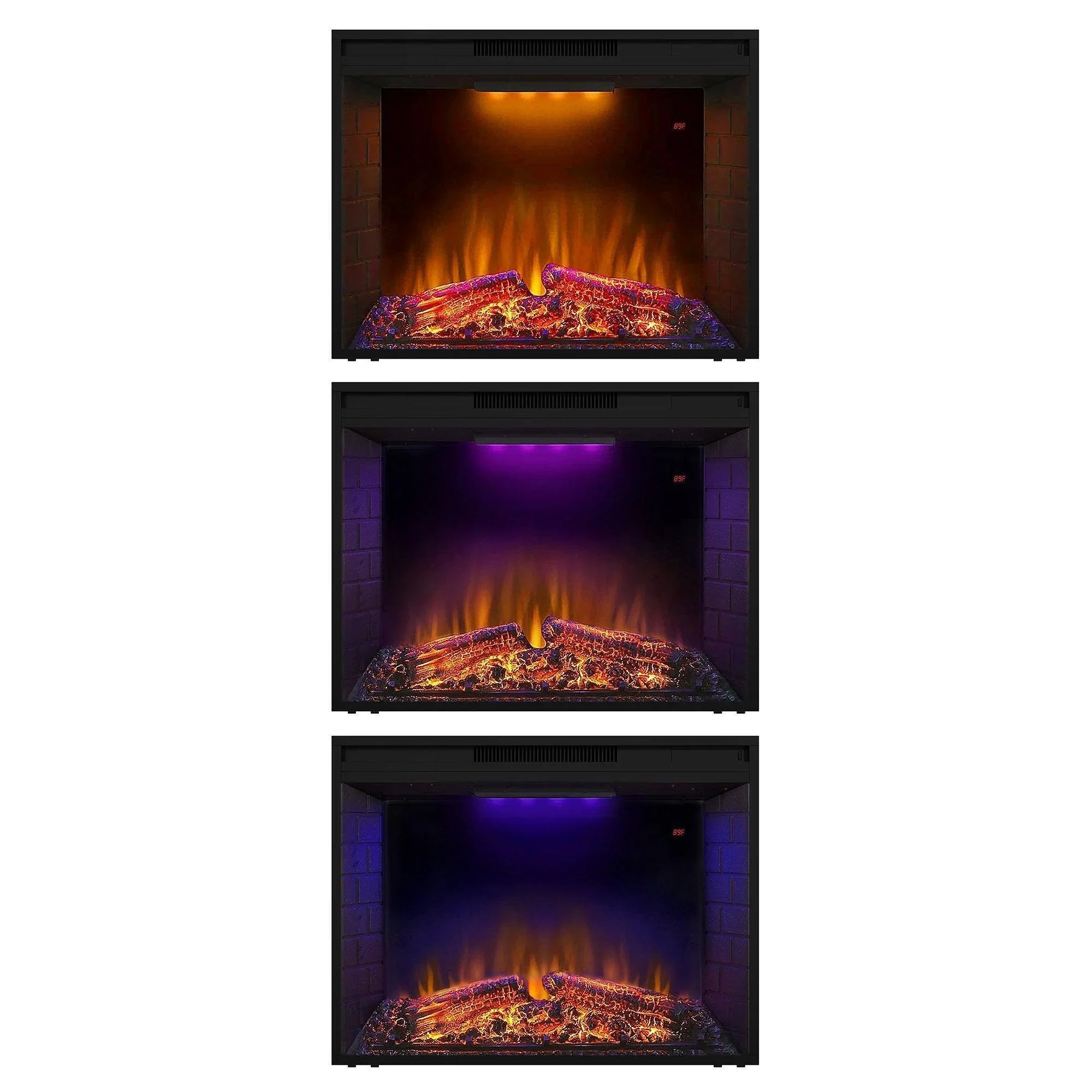 Black Electric Fireplace Heater Insert with Overheating Protection and Remote Control - ParrotUncle