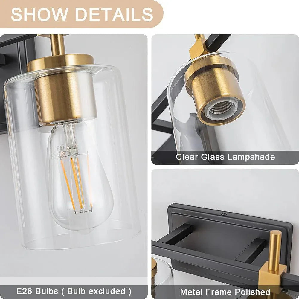 Jasper Modern Clear Glass 3-Light Bathroom Vanity Light
