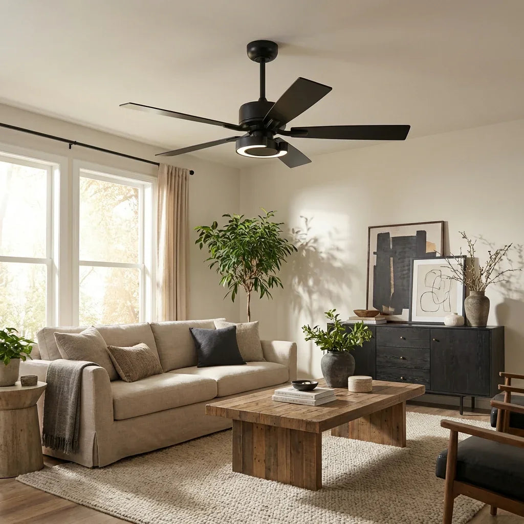52 Inch Arlen Double-sided Blades Downrod Mount LED Ceiling Fan with Remote Control