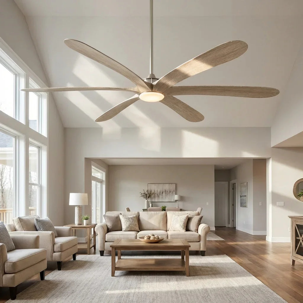 72" Jaydn Farmhouse Satin Nickel DC Motor Downrod Mount Reversible Ceiling Fan with Lighting and Remote Control
