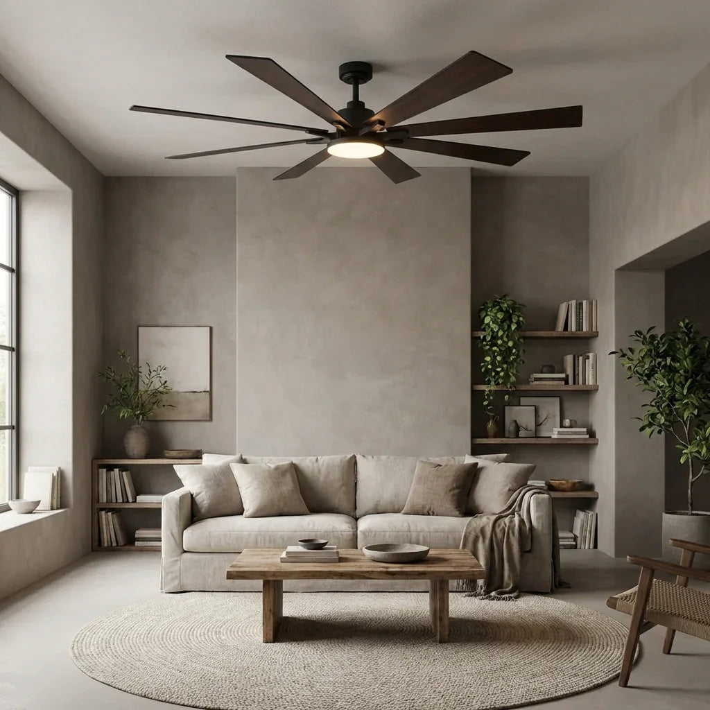 72 Inch Elbe Modern Downrod Mount Ceiling Fan with Light and Remote Control