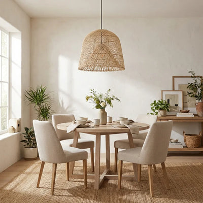 15" Wendell Bohemian Handwoven Rattan Island Pendant Light