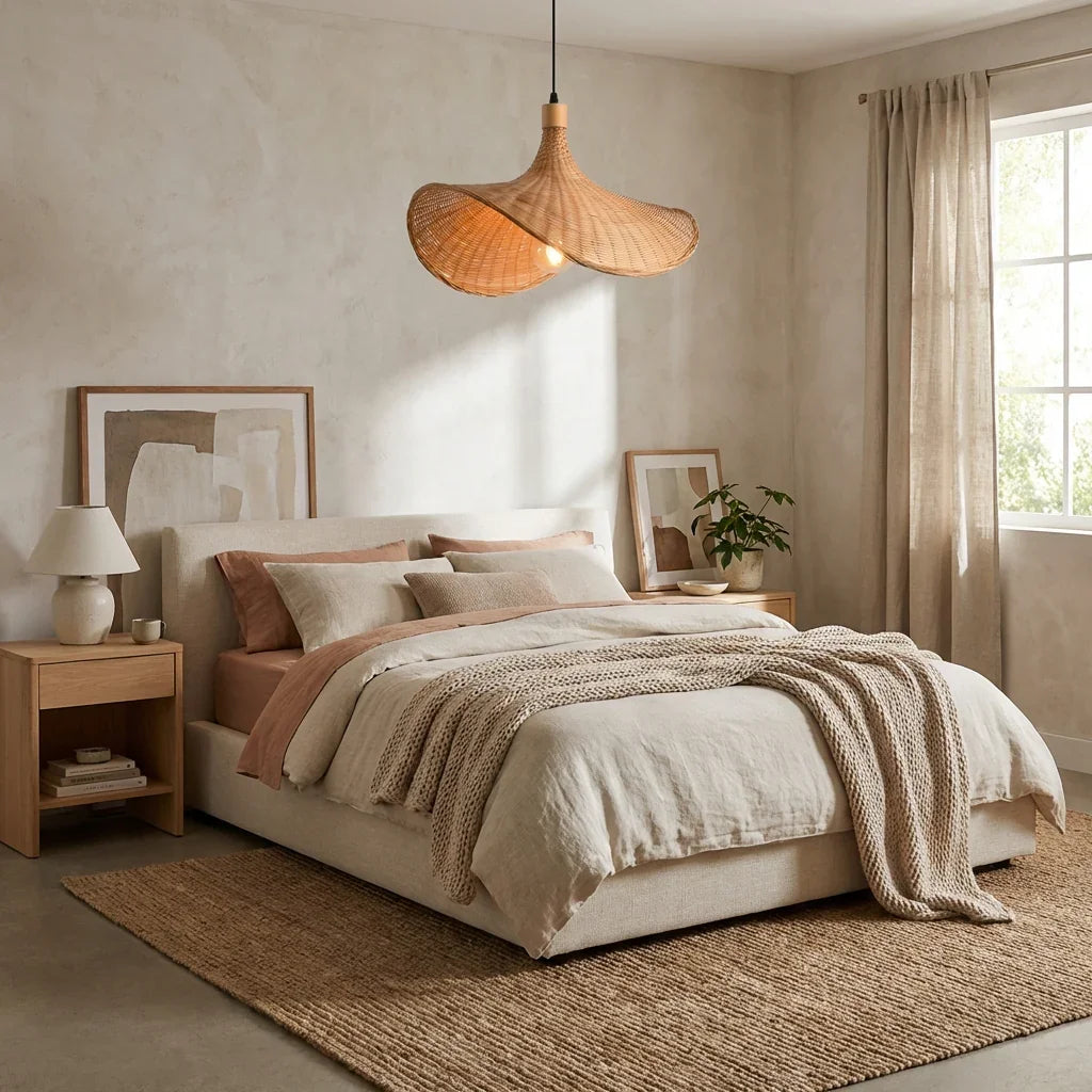 20" Werner Bohemian Handwoven Bamboo Island Pendant Light