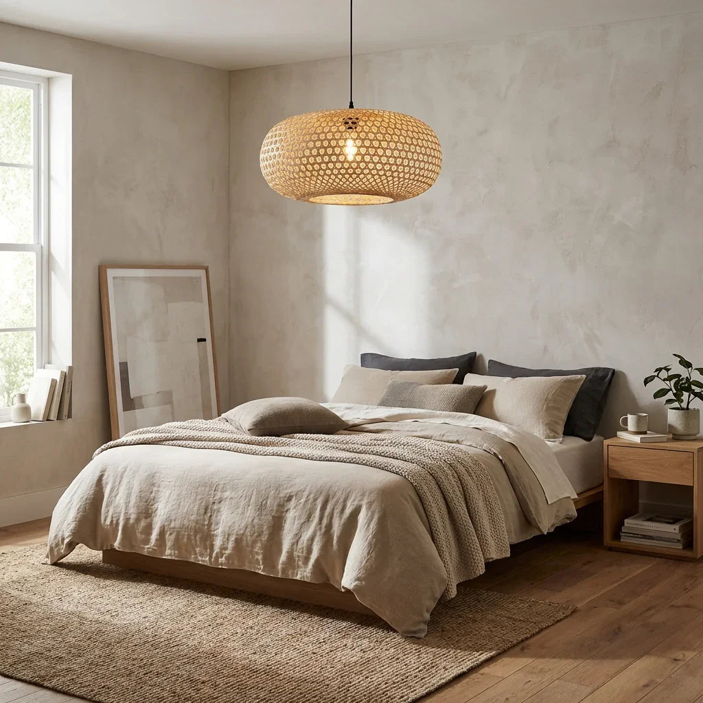 22" Vincent Bohemian Handwoven Bamboo Island Pendant Light