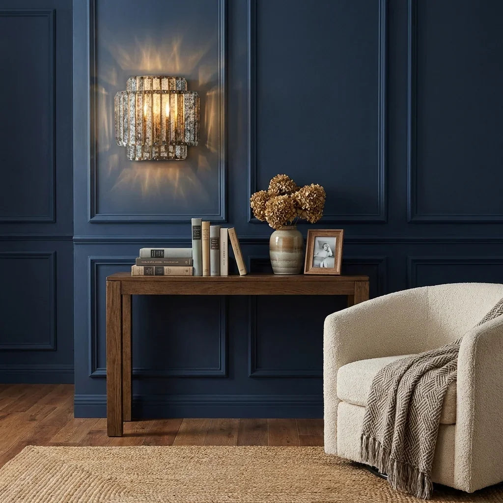 Rodney 1-Light Golden Crystal Wall Sconce Lighting