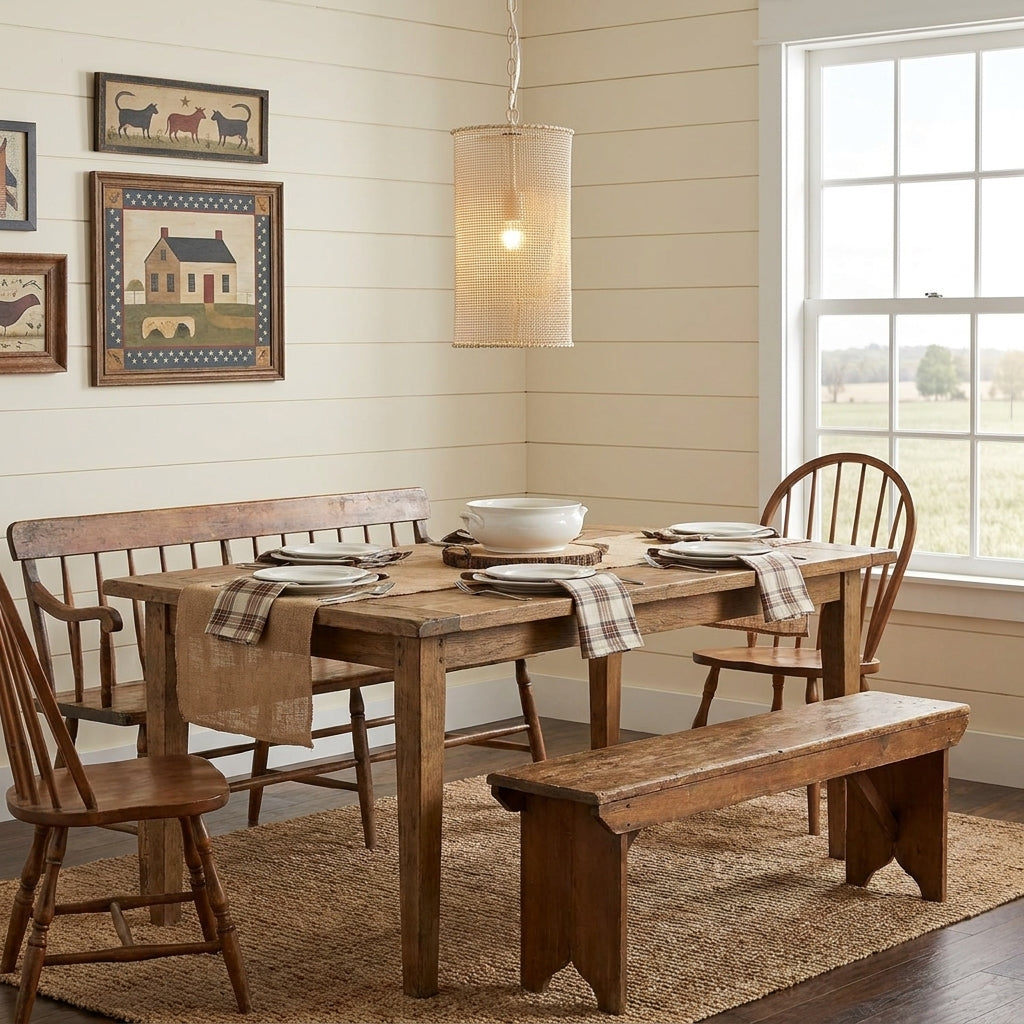 1-Light Wooden Beads Farmhouse Beige Dry Rated Island Pendant Lighting