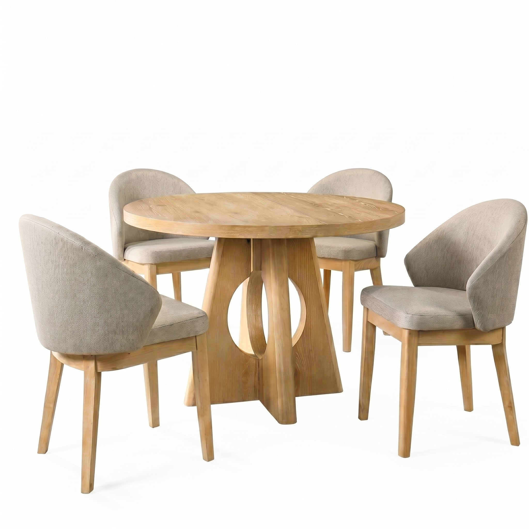 Ozark 5-Piece Oak Round Dining Table Set with 4 Side Chairs