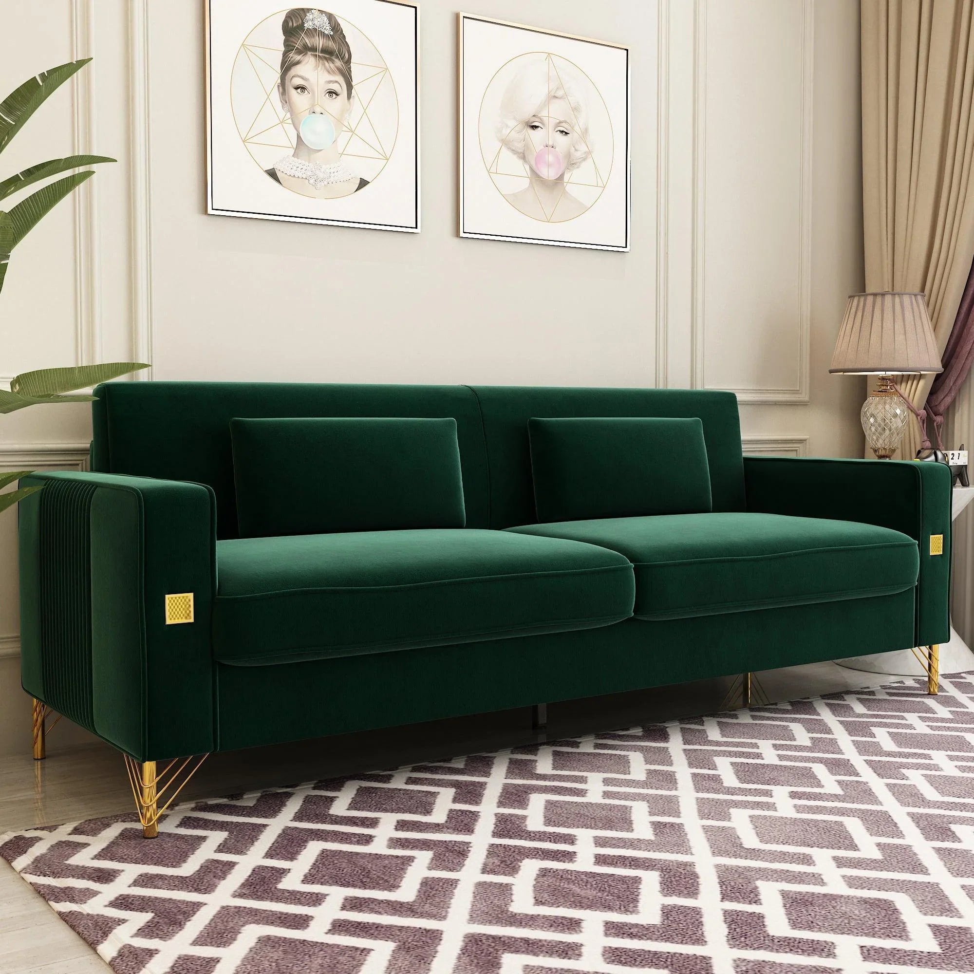 Modern Loveseat Sofa with Pillows - ParrotUncle