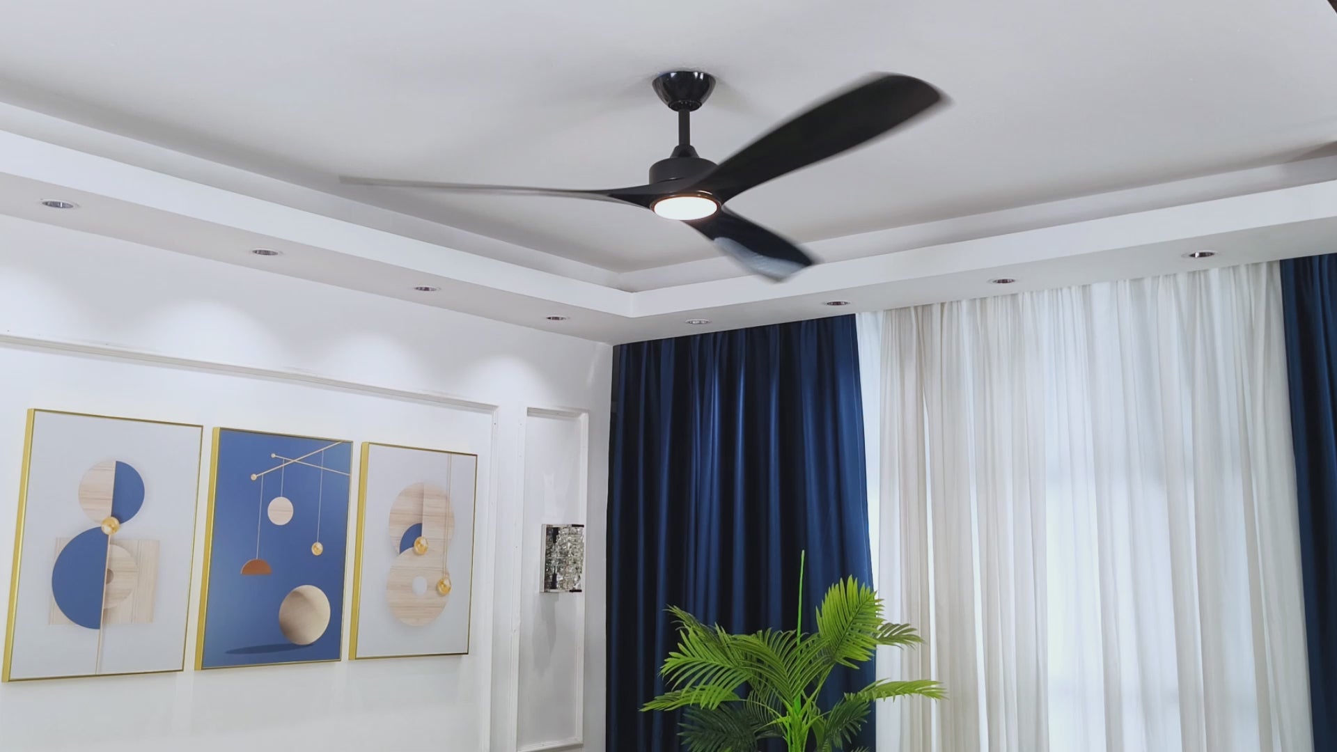 60 Inch Alexi DC Motor Modern Downrod Ceiling Fan with LED Light