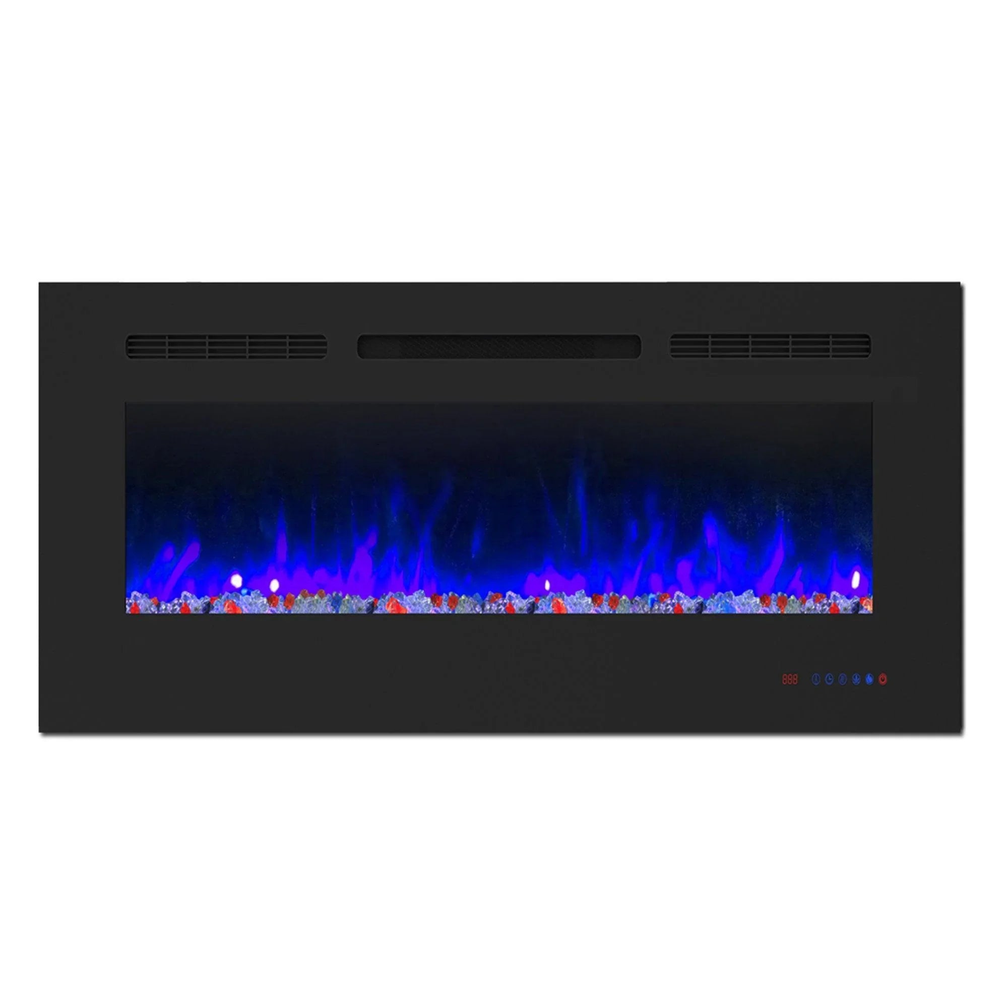 Wall Electric Fireplace with Remote Control and Touch Screen in 13 Flame Colors and Base Lights - ParrotUncle