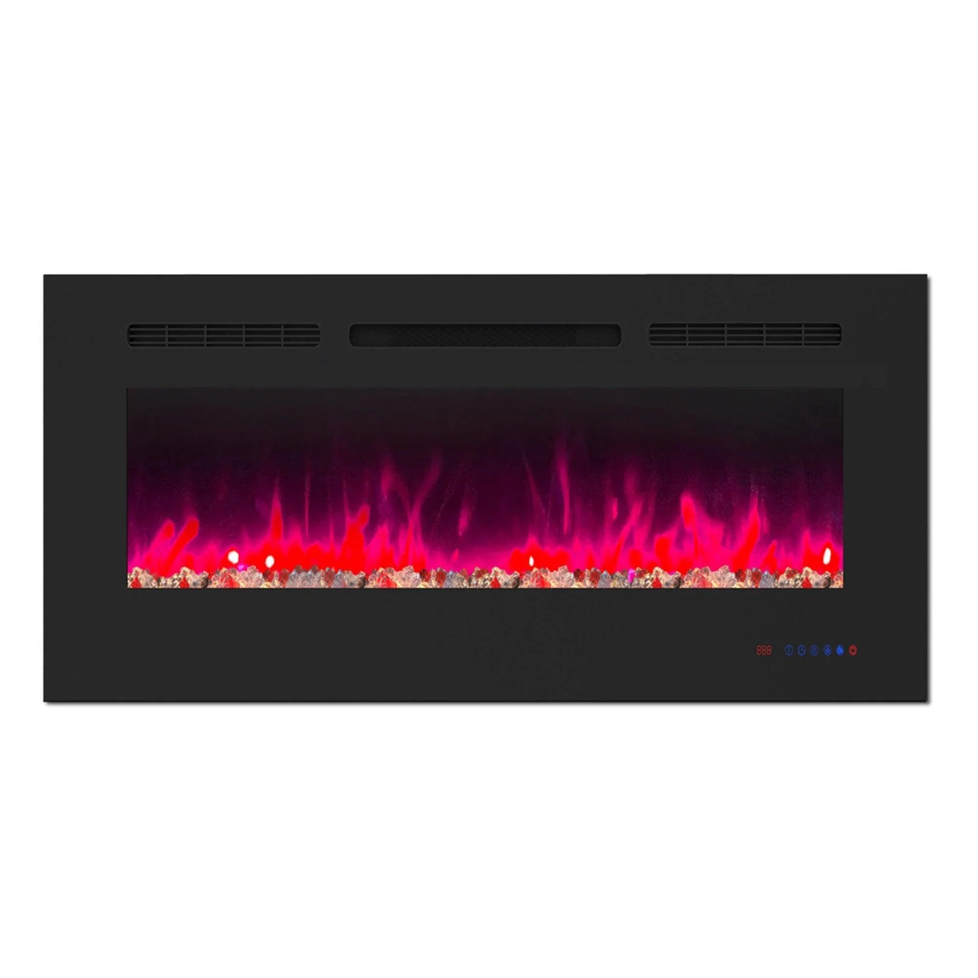 Wall Electric Fireplace with Remote Control and Touch Screen in 13 Flame Colors and Base Lights - ParrotUncle