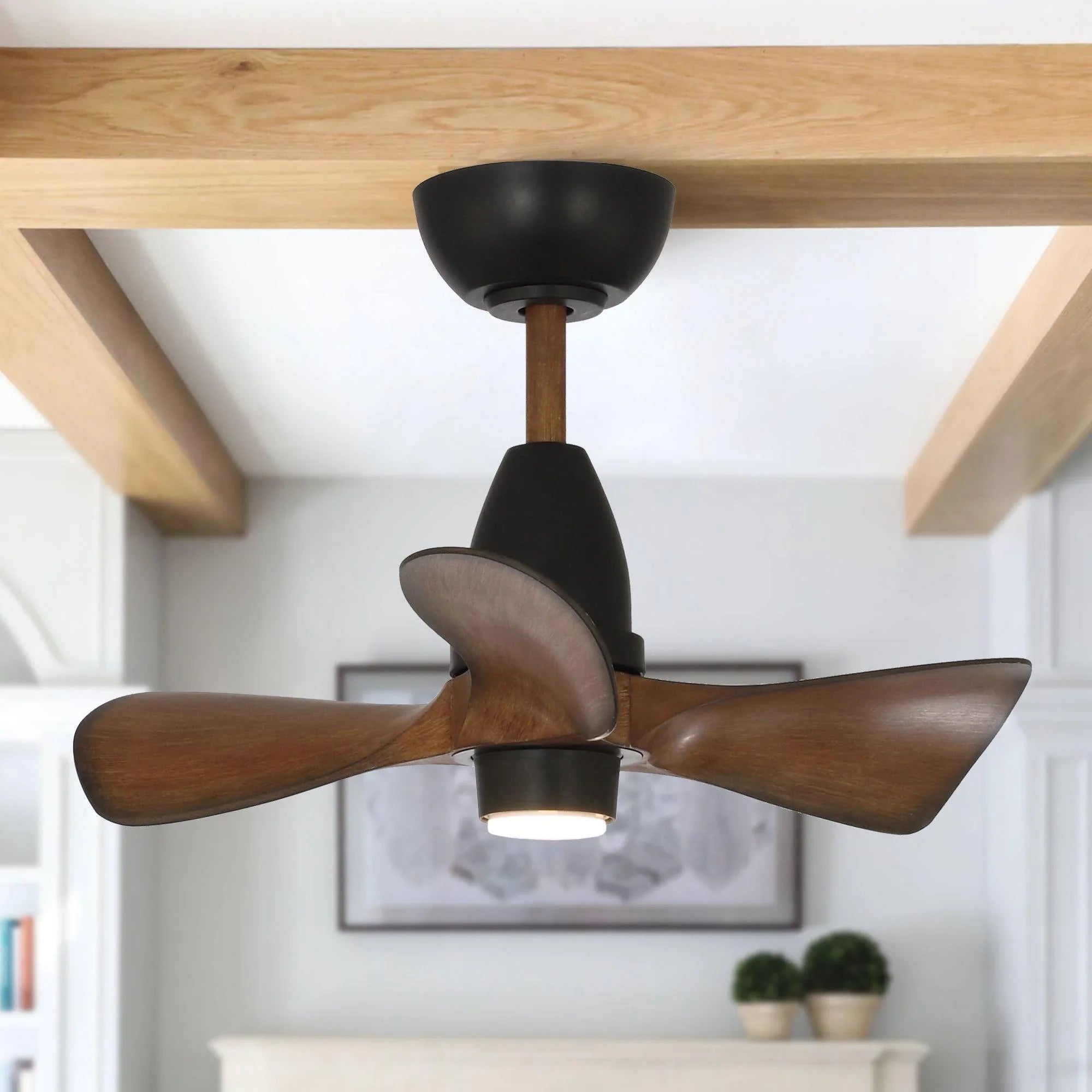 28" Kwang Rustic DC Motor Downrod Mount Reversible Ceiling Fan with LED Lighting and Remote Control - ParrotUncle