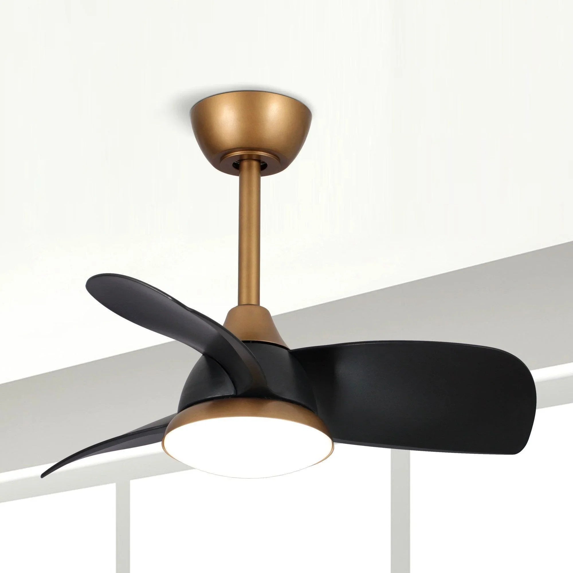 28" Modern DC Motor Downrod Mount Reversible Ceiling Fan with LED Lighting and Remote Control - ParrotUncle