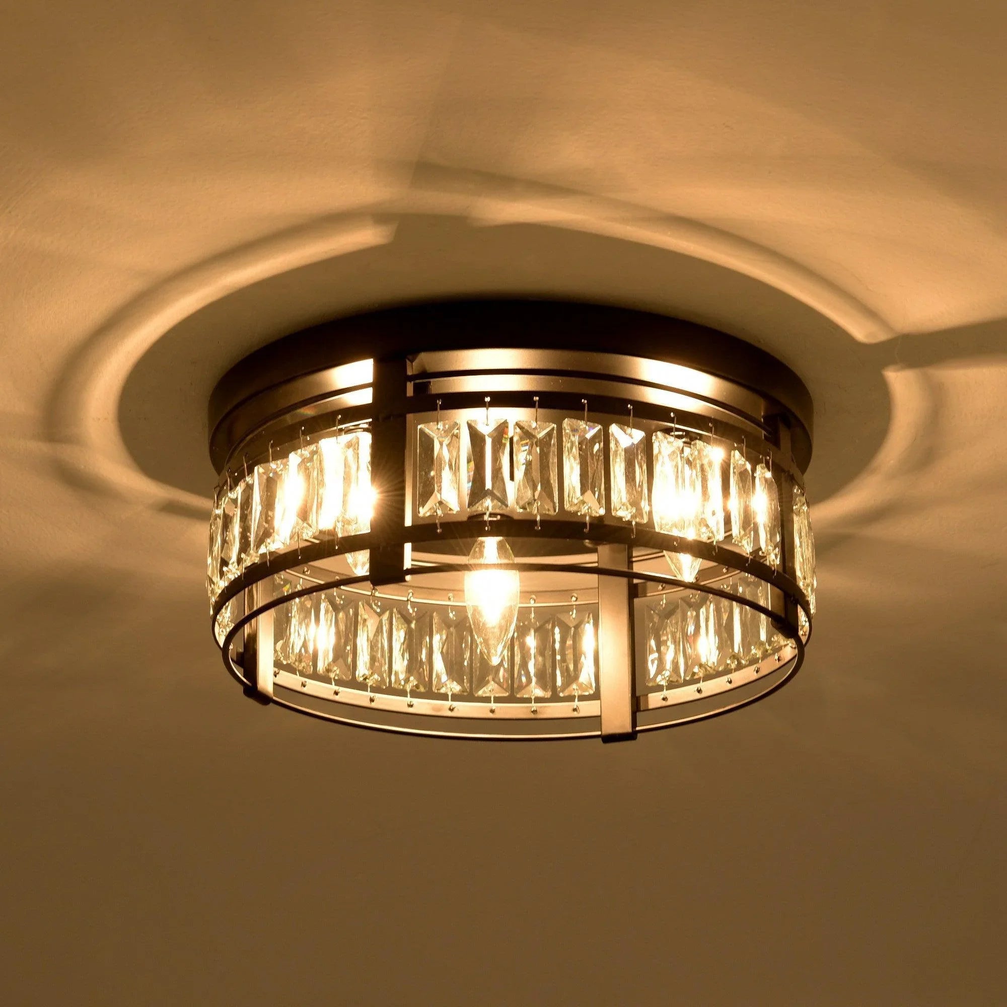 3-Light Modern Crystal Flush Mount Ceiling Light - ParrotUncle