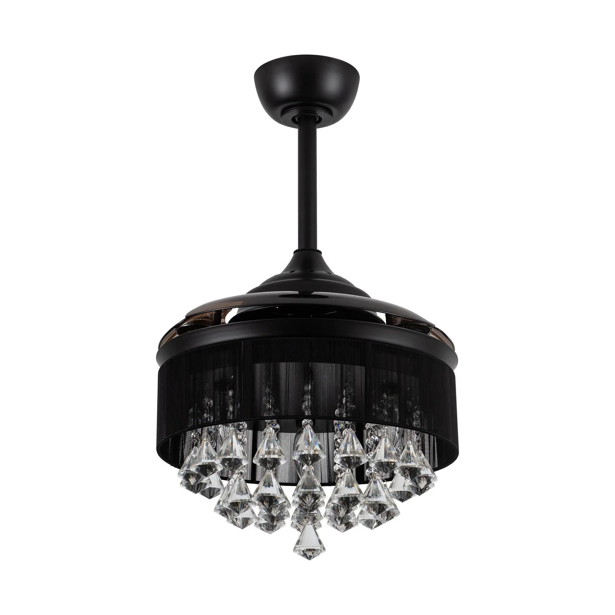 36" Bangaiore Modern Downrod Mount Crystal Ceiling Fan with Lighting and Remote Control - ParrotUncle