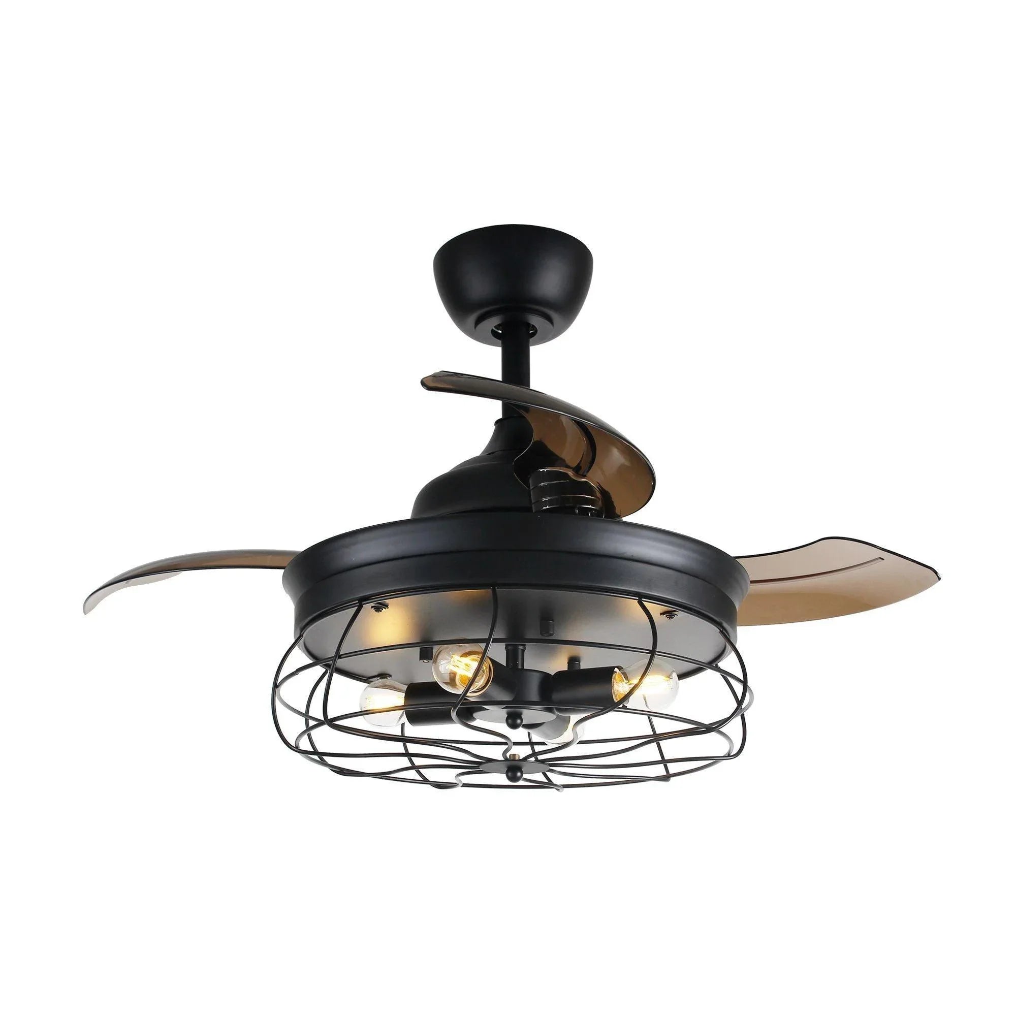 36" Benally Industrial Downrod Mount Ceiling Fan with Lighting and Remote Control - ParrotUncle