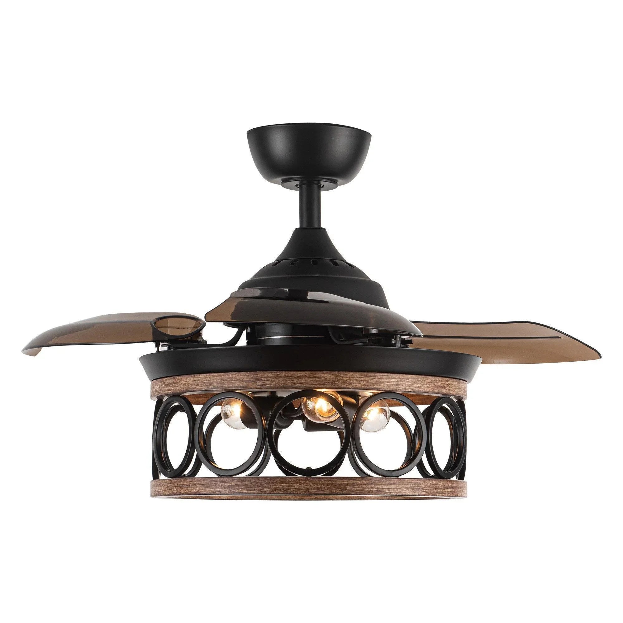 36" Mirelle Farmhouse Downrod Mount Ceiling Fan with Lighting and Wall Control - ParrotUncle