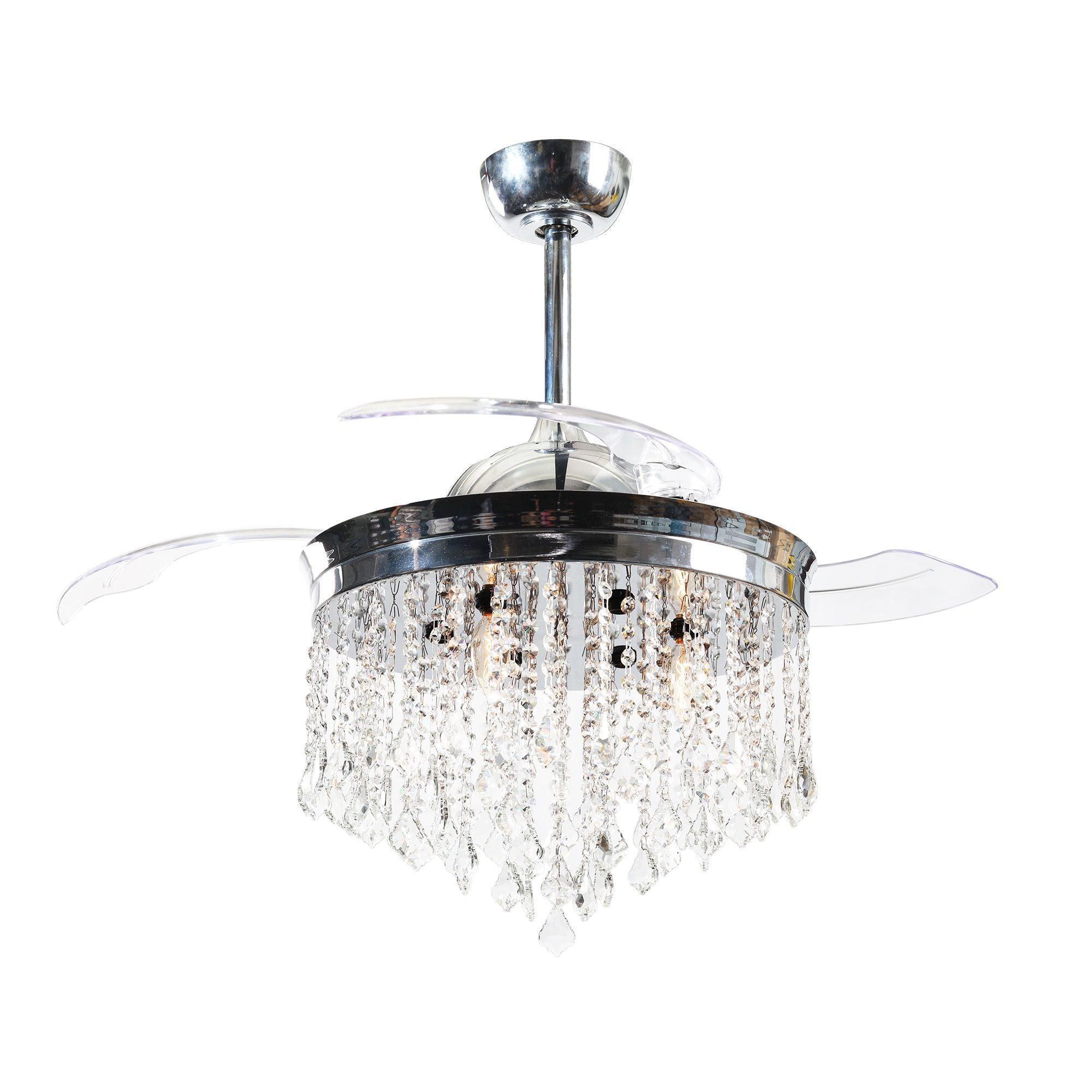 42" Mateo Modern Downrod Mount Crystal Ceiling Fan with Lighting and Remote Control - ParrotUncle