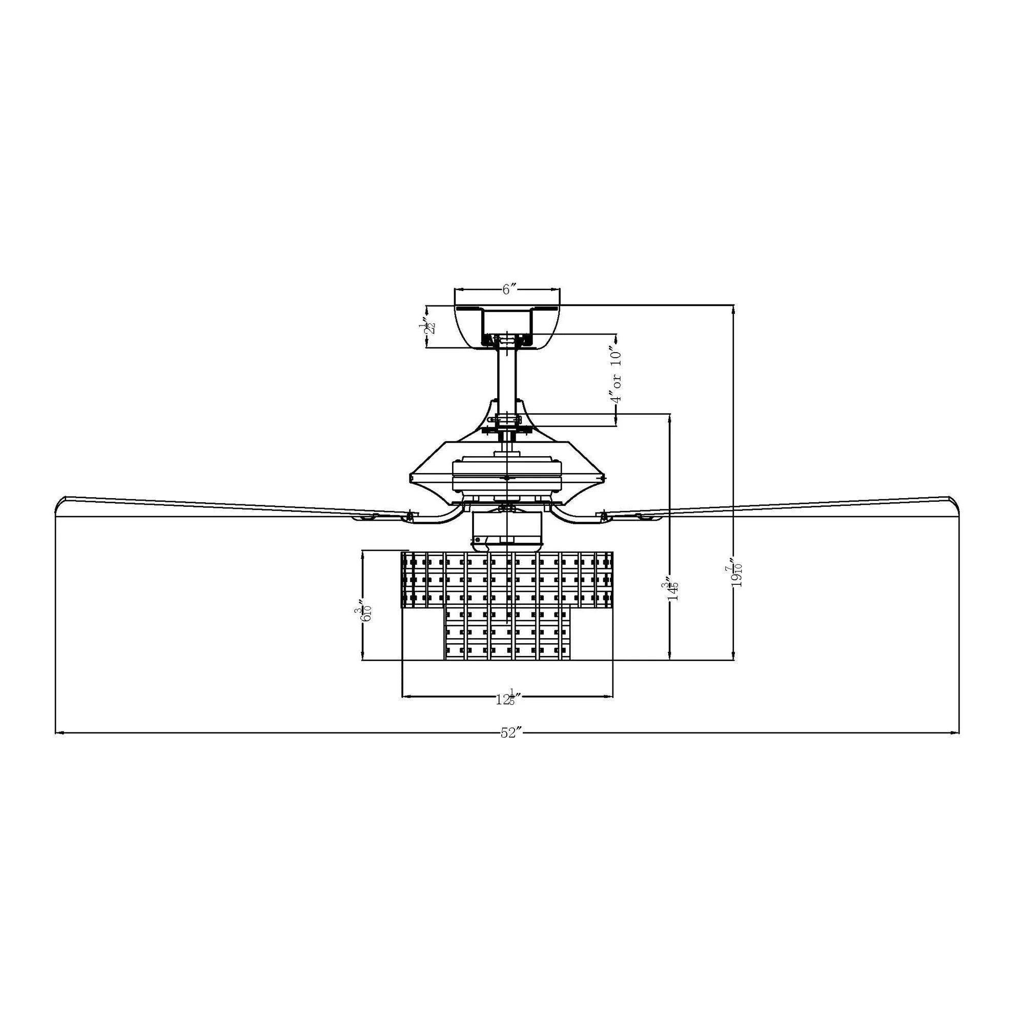 52" Howell Modern Downrod Mount Reversible Crystal Ceiling Fan with Lighting and Remote Control - ParrotUncle