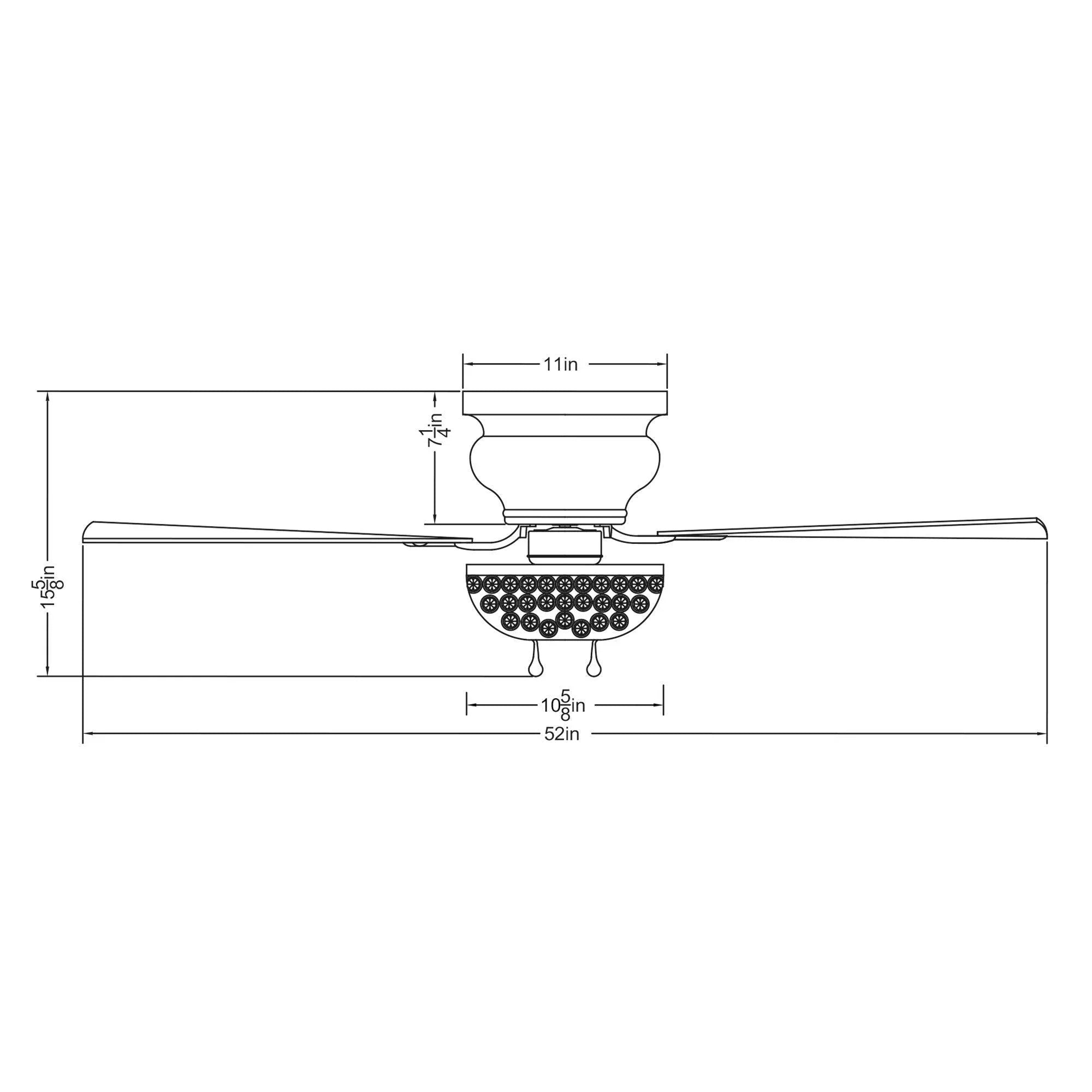 52" Kanpur Modern Chrome Flush Mount Reversible Crystal Ceiling Fan with Lighting and Remote Control - ParrotUncle