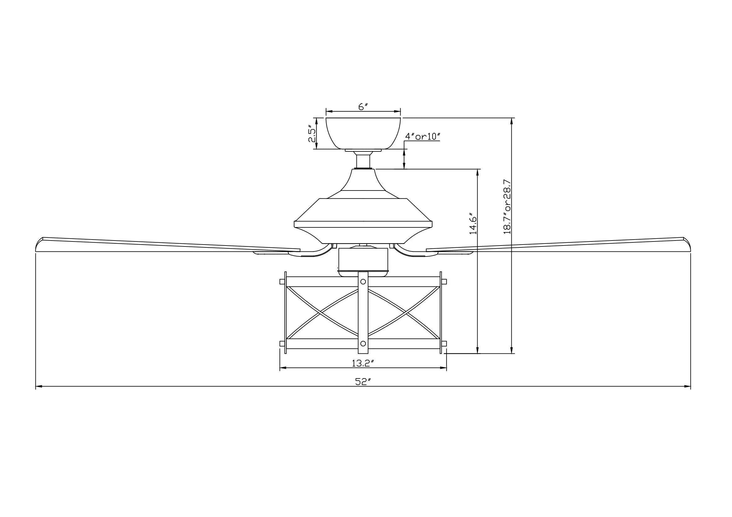 52" Wisner Industrial Downrod Mount Reversible Ceiling Fan with Lighting and Remote Control - ParrotUncle