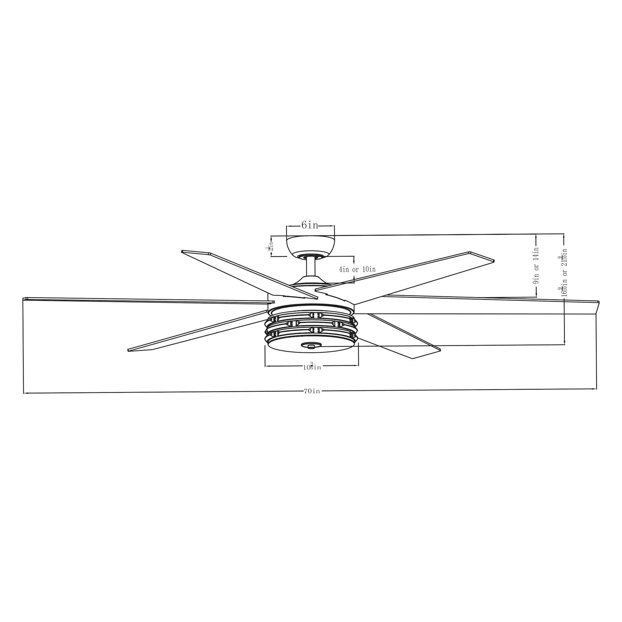 70" Modern DC Motor Downrod Mount Reversible Ceiling Fan with Lighting and Remote Control - ParrotUncle
