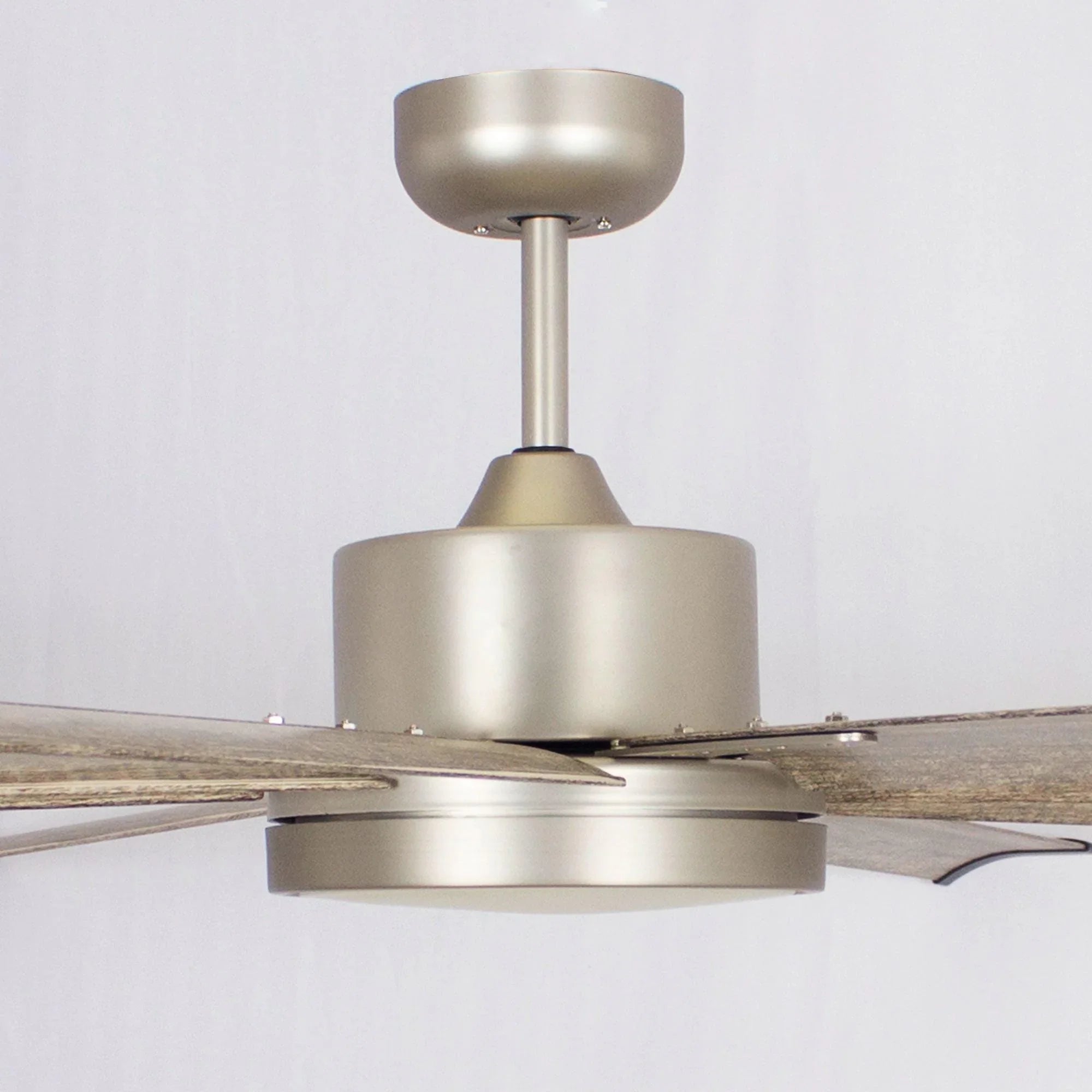 72" Bankston Modern Satin Nickel DC Motor Downrod Mount Ceiling Fan with LED Lighting and Remote Control - ParrotUncle