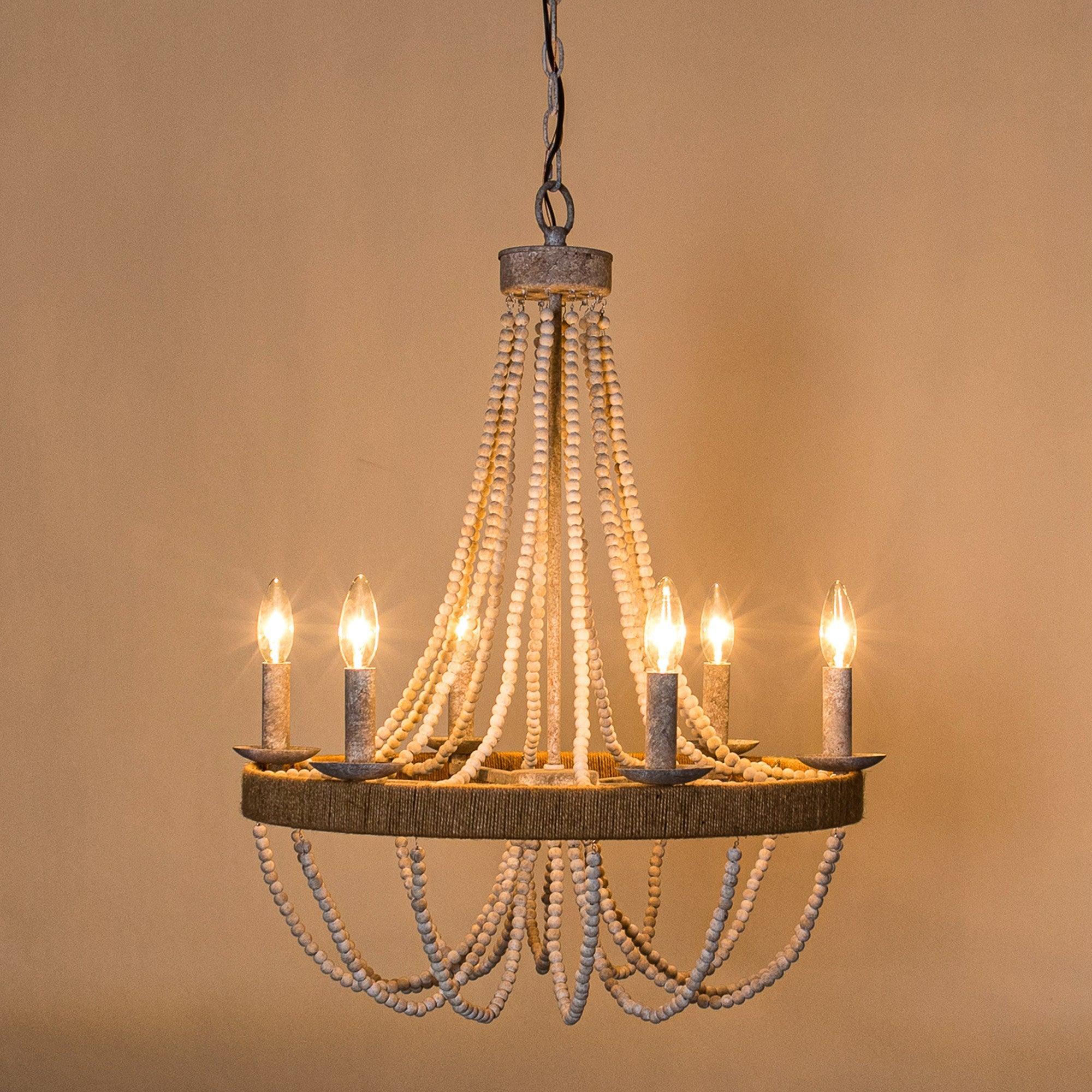 Chokio 6-Light Wood Bead Chandelier - ParrotUncle