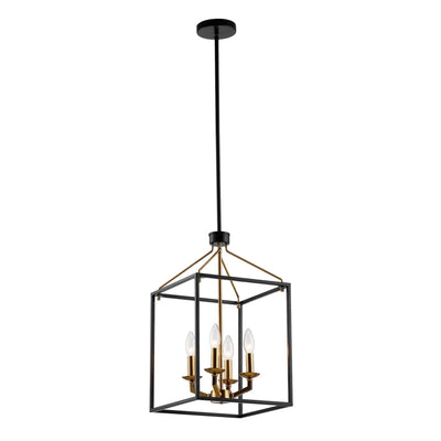 Haymarket 4-Light Matt Black and Golden Caged Chandelier