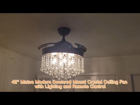 Ventilador de techo moderno de cristal con montaje de barra descendente Mateo de 42