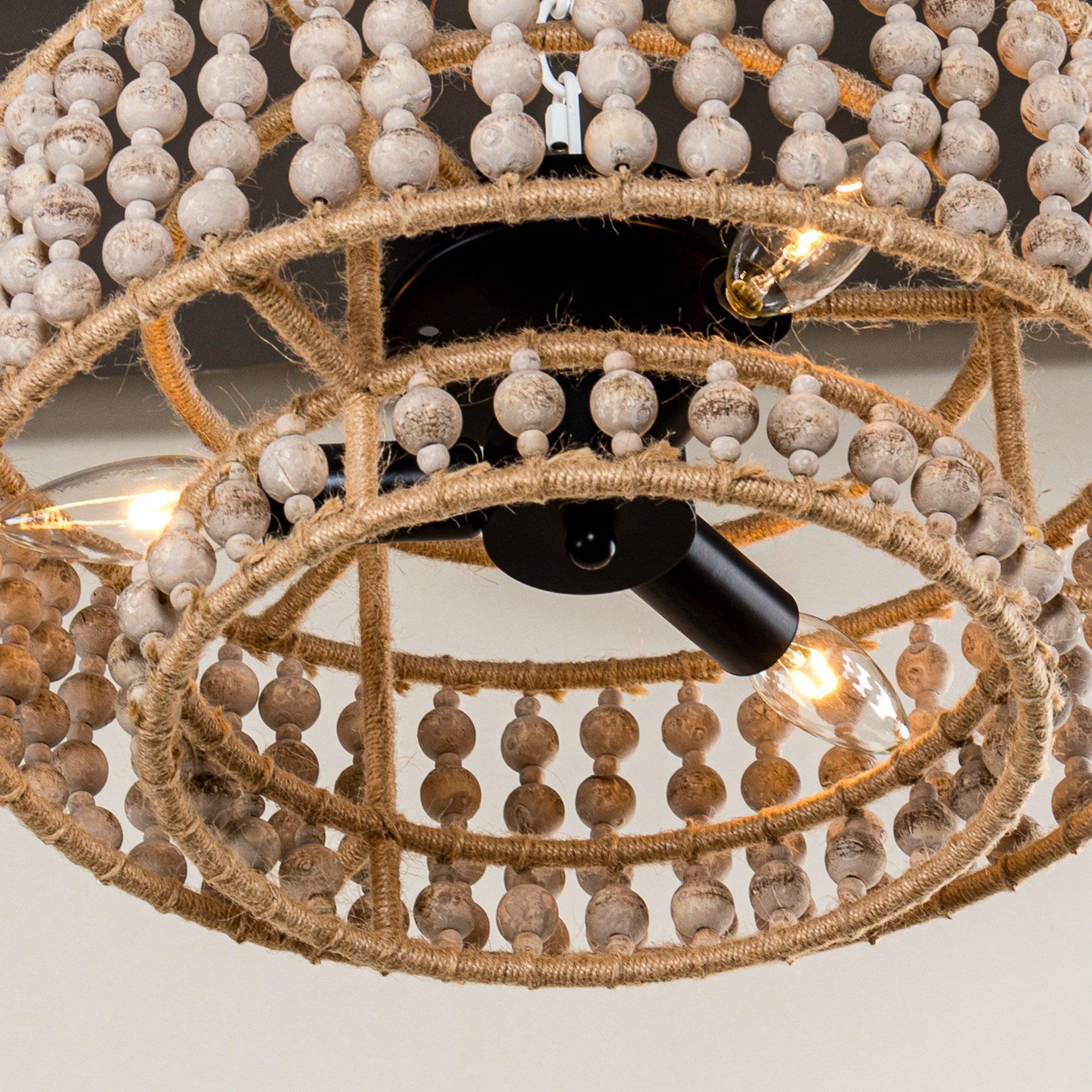 Parrot Uncle 3-Light Wood Beaded Flush Mount Ceiling Lights - ParrotUncle