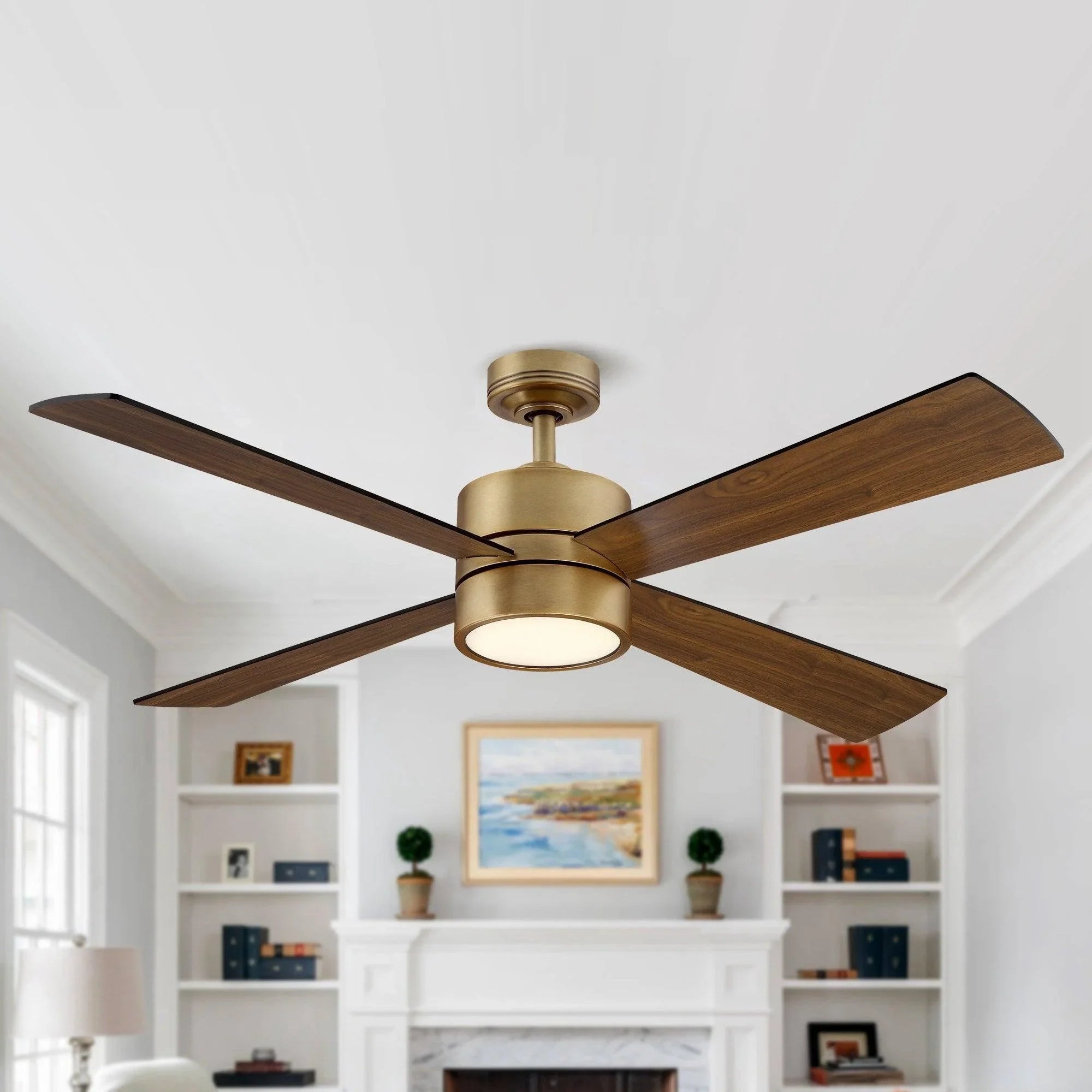 Parrot Uncle 52" Bucholz Industrial Downrod Mount Reversible Ceiling Fans with Integrated Lights and Remote Control - ParrotUncle